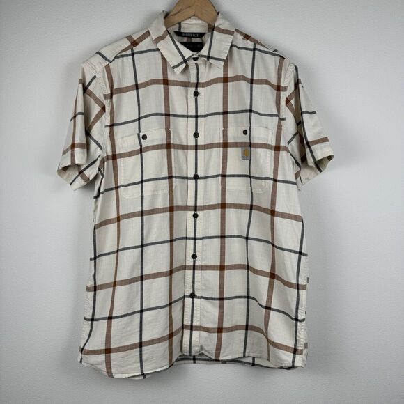 Carhartt Other - Carhartt Rugged Flex Short Sleeve Button Up Shirt Size Large Relaxed White Plaid